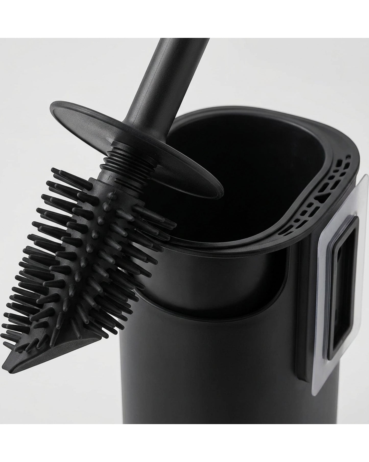 Netudio Angled Silicone Toilet Brush with Floor and Wall Holder Black - Detail view