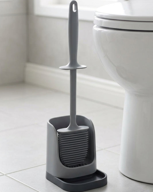Netudio Flat TPR Toilet Brush with Ventilated Holder Gray - Lifestyle view