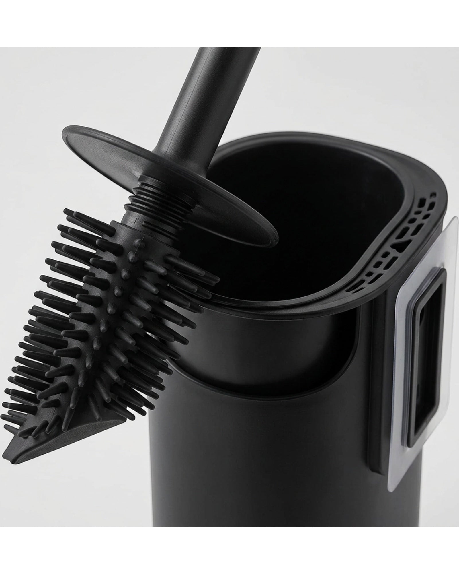 Netudio Angled Silicone Toilet Brush with Floor and Wall Holder Black - Detail view