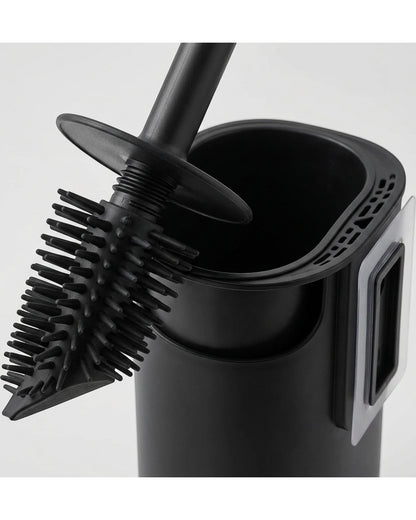 Netudio Angled Silicone Toilet Brush with Floor and Wall Holder Black - Detail view