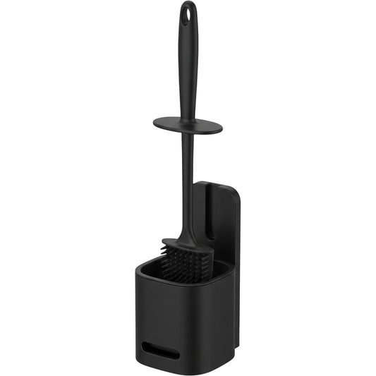 Netudio Angled Silicone Toilet Brush with Floor and Wall Holder Black - Product view