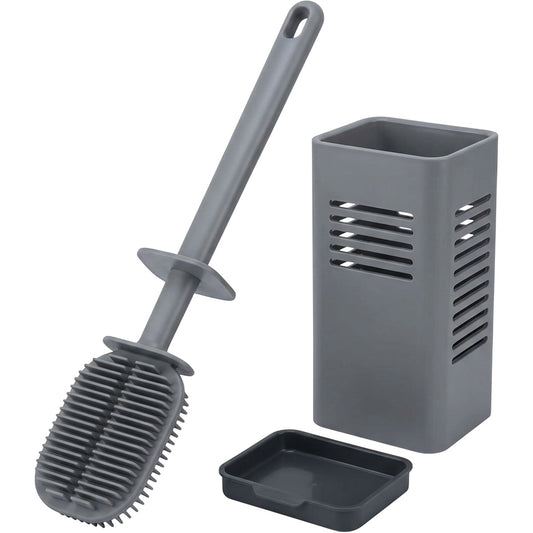 Netudio Flat TPR Toilet Brush with Ventilated Holder Gray - Product view